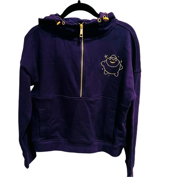 Disney Hoodie Womens Purple Gold Wish Star Look Up Half Zip Size Small - Picture 8 of 8